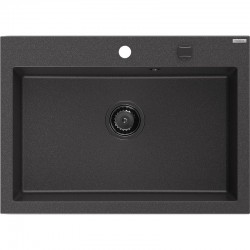 MEXEN/S - Elix granitový drez 1-miska 700 x 500 mm, čierna kropenatá, sifón čierna (6526701005-76-B)