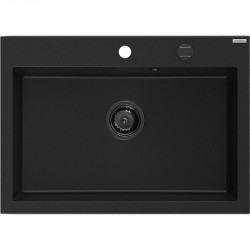 MEXEN/S - Elix granitový drez 1-miska 700 x 500 mm, čierna, sifón čierna (6526701005-77-B)