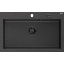 MEXEN/S - Elix granitový drez 1-miska 800 x 500 mm, čierna kropenatá, sifón čierna (6527801005-76-B)