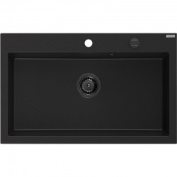 MEXEN/S - Elix granitový drez 1-miska 800 x 500 mm, čierna, sifón zlatá (6527801005-77-B)