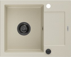 MEXEN/S - Enzo granitový drez 1 s odkvapkávačom 576 x 465 mm, béžová, + čierny sifón (6506571005-69-B)