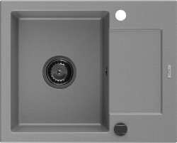 MEXEN/S - Enzo granitový drez 1 s odkvapkávačom 576 x 465 mm, šedá, + sifón grafit (6506571005-71-B)