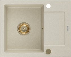MEXEN/S - Enzo granitový drez 1 s odkvapkávačom 576x465 mm, béžová,+ zlatý sifón (6506571005-69-G)