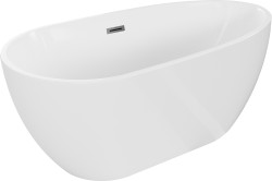 MEXEN/S - Eos voľne stojaca vaňa 150 x 75, biela, sifón a prepad grafit metal (52471507500-95)