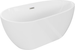 MEXEN/S - Eos voľne stojaca vaňa 150 x 75, biela, sifón a prepad nikel kartáčovaná (52471507500-97)