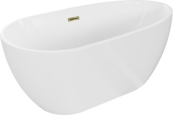 MEXEN/S - Eos voľne stojaca vaňa 170 x 75, biela, sifón a prepad zlatá (52471707500-50)