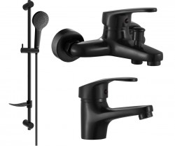 MEXEN/S - Erica DF05 Set umývadlovej a vaňovej batérie s príslušenstvom, čierna (746403DF05-70)