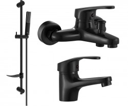 MEXEN/S - Erica DF72 Set umývadlovej a vaňovej batérie s príslušenstvom, čierna (746403DF72-70)