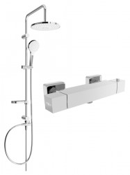 MEXEN/S - Erik sprchový stĺp vrátane sprchovej termostatickej batérie Cube, chróm (77200205-00)