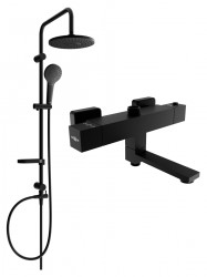MEXEN/S - Erik sprchový stĺp vrátane sprchovej termostatickej batérie Cube, čierna (77910205-70)