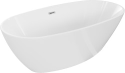 MEXEN/S - Eris voľne stojaca vaňa 155 x 80, biela, sifón a prepad chróm (53441558000-01)