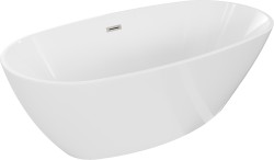 MEXEN/S - Eris voľne stojaca vaňa 155 x 80, biela, sifón a prepad nikel kartáčovaná (53441558000-97)