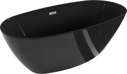 MEXEN/S - Eris voľne stojaca vaňa 170 x 80, čierna, sifón a prepad nikel kartáčovaná (53441708070-97)