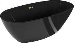 MEXEN/S - Eris voľne stojaca vaňa 170 x 80, čierna, sifón a prepad zlatá (53441708070-50)