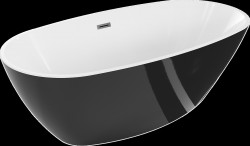 MEXEN/S - Eris voľne stojaca vaňa 180 x 95, biela/čierna, sifón a prepad grafit metal (53441809575-95)