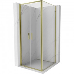 MEXEN/S - Exo sprchovací kút dvere krídlové 100 x 100, transparent, zlato (814-100-100-50-00)