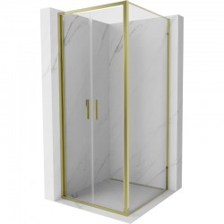 MEXEN/S - Exo sprchovací kút dvere krídlové 70 x 70, transparent, zlato (814-070-070-50-00)