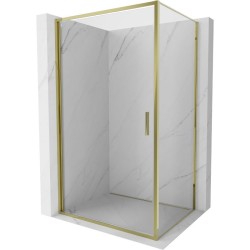 MEXEN/S - Exo sprchovací kút dvere krídlové 80 x 90, transparent, zlato (817-080-090-50-00)