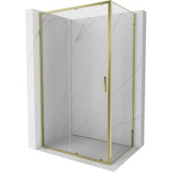 MEXEN/S - Exo sprchovací kút, posuvné dvere 125 x 70, transparent, zlato (8151-125-070-50-00)