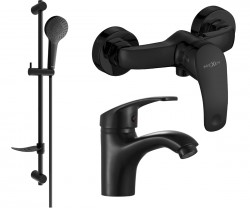 MEXEN/S - Fabia DF05 Set umývadlovej a sprchovej batérie s príslušenstvom, čierna (746504DF05-70)