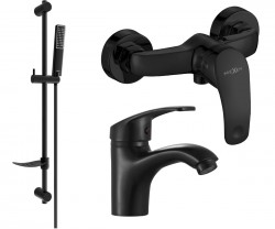 MEXEN/S - Fabia DF72 Set umývadlovej a sprchovej batérie s príslušenstvom, čierna (746504DF72-70)