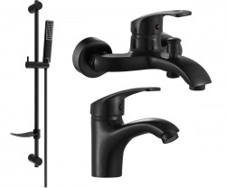 MEXEN/S - Fabia DF72 Set umývadlovej a vaňovej batérie s príslušenstvom, čierna (746503DF72-70)