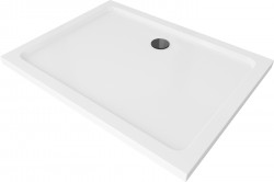 MEXEN/S - Flat sprchová vanička obdĺžniková slim 100 x 70, biela + čierny sifón (40107010B)