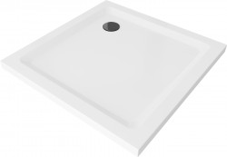 MEXEN/S - Flat sprchová vanička štvorcová slim 100 x 100, biela + čierny sifón (40101010B)