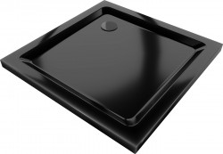 MEXEN/S - Flat sprchová vanička štvorcová slim 80 x 80 cm, černá + čierny sifón (40708080B)