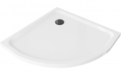 MEXEN/S - Flat sprchová vanička štvrťkruhová slim 100 x 100, biela + čierny sifón (41101010B)
