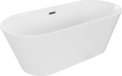 MEXEN/S - Flavia vaňa voľne stojaca 170 x 75, biela, sifón a prepad grafit metal (54031708000-95)