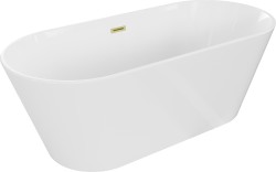 MEXEN/S - Flavia vaňa voľne stojaca 170 x 75, biela, sifón a prepad zlatá kartáčovaná (54031708000-55)