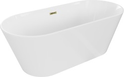 MEXEN/S - Flavia voľne stojaca vaňa 170 x 75, biela, sifón a prepad zlatá (54031708000-50)