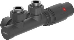 MEXEN/S - G00 uhlová termostatická súprava pre radiátor, Duplex, DN50, antracit (W907-900-66)