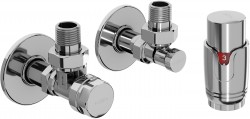 MEXEN/S - G00 uhlová termostatická súprava pre radiátor + krycia rozeta R, chróm (W901-900-904-01)