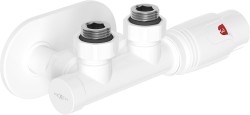 MEXEN/S - G00 uhlová termostatická súprava pre radiátor + krycia rozeta R, Duplex, DN50, biela (W907-900-905-20)