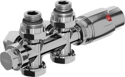 MEXEN/S - G00 uhlová termostatická súprava pre radiátor/stredová, Duplex, DN50, chróm (W908-900-01)
