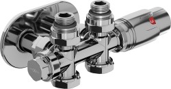 MEXEN/S - G00 uhlová termostatická súprava pre radiátor/stredová + krycia rozeta R, Duplex, DN50, chróm (W908-900-905-01)