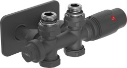 MEXEN/S - G00 uhlová termostatická súprava pre radiátor/stredová + krycia rozeta S, Duplex, DN50, antracit (W908-900-910-66)