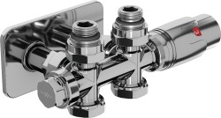 MEXEN/S - G00 uhlová termostatická súprava pre radiátor/stredová + krycia rozeta S, Duplex, DN50, chróm (W908-900-910-01)