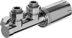 MEXEN/S - G05 uhlová termostatická súprava pre radiátor, Duplex, DN50, chróm (W907-958-01)