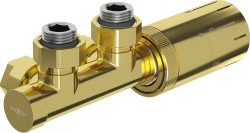 MEXEN/S - G05 uhlová termostatická súprava pre radiátor, Duplex, DN50, zlatá (W907-958-50)