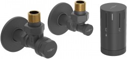 MEXEN/S - G05 uhlová termostatická súprava pre radiátor + krycia rozeta R, antracit (W901-958-904-66)