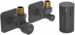 MEXEN/S - G05 uhlová termostatická súprava pre radiátor + krycia rozeta S, antracit (W901-958-909-66)