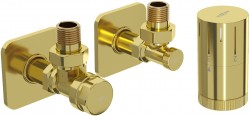 MEXEN/S - G05 uhlová termostatická súprava pre radiátor + krycia rozeta S, zlatá (W901-958-909-50)