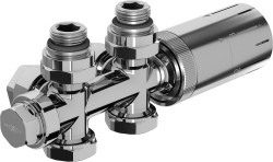 MEXEN/S - G05 uhlová termostatická súprava pre radiátor/stredová, Duplex, DN50, chróm (W908-958-01)