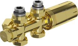 MEXEN/S - G05 uhlová termostatická súprava pre radiátor/stredová, Duplex, DN50, zlatá (W908-958-50)
