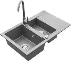 MEXEN/S - Gaspar granitový drez 1.5 s odkvapkávačom vrátane batérie Telma, šedá (6507-71-670200-71)