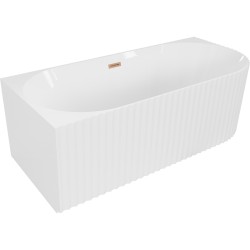 MEXEN/S - Gia voľne stojaca rohová vaňa reliéf ľavá 170 x 80, biela lesk, sifón a prepad meď kartáčovaná (52701708000L-65)