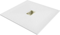 MEXEN/S - Hugo sprchová vanička SMC 100 x 100, biela, krytka zlatá (42101010-G)